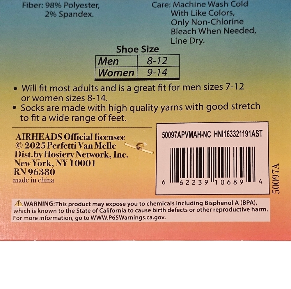 Airheads 1 Pair Adult Crew Socks. New! - Picture 3 of 4